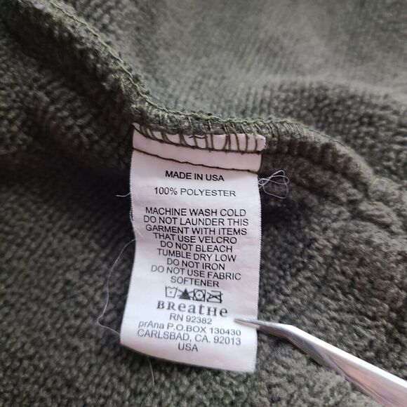 Prana Jacket L Olive Green Stretch Knit Full Zip Collared Pockets Warm - Picture 7 of 8